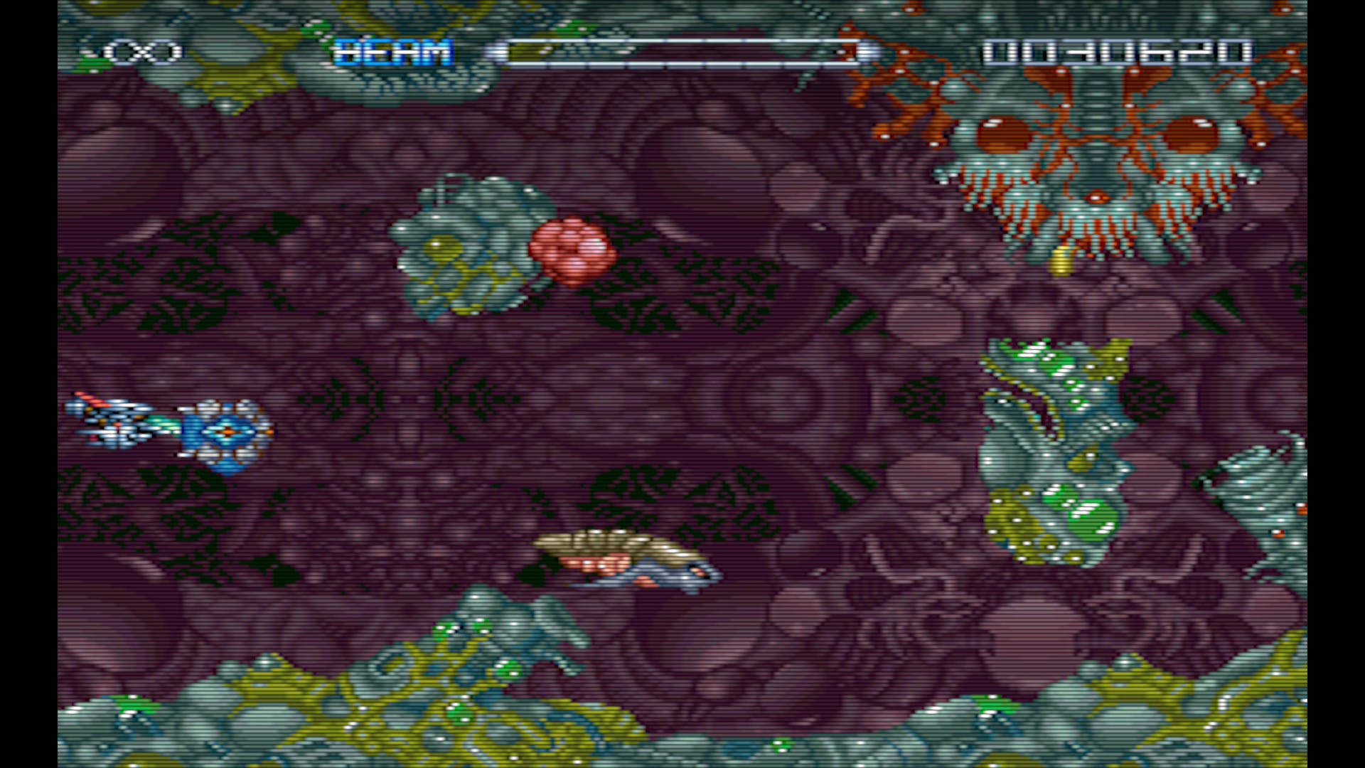 Der 2D-Look mit den klassischen Balken an den Seiten sieht schon schmucker aus, leider ist er zugleich fehlerbehafteter und das bricht R-Type Dimensions III ein bisschen das Genick © ININ Games